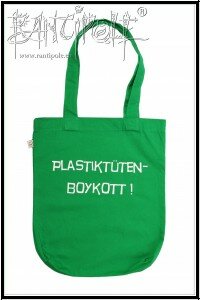 "Plastiktütenboykott" fair trade Einkaufstasche aus grünem Baumwollstoff